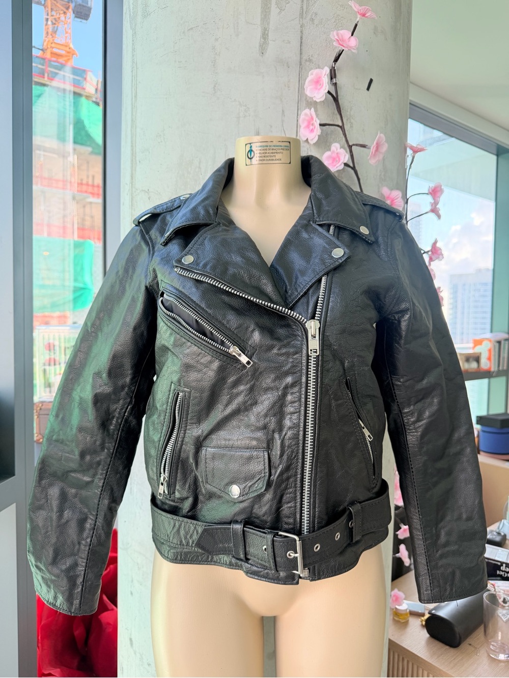 Women’s Faux Leather Motorcycle Biker Jacket Size Medium